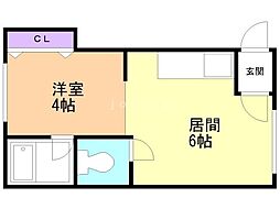 マンション藤 1DKの間取図画像