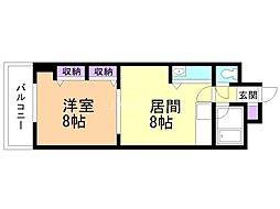リバティー藤 1DKの間取図画像