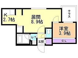 ＡＲＩＳＴＯ北7条 1階1LDKの間取り