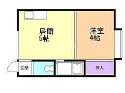 リバーサイド・コート 1DKの間取図画像