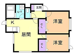 ハイツトクセン 2LDKの間取図画像