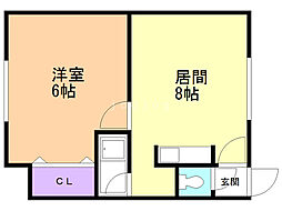 マンション大雪 1LDKの間取図画像
