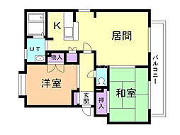 パークハイツD 2LDKの間取図画像