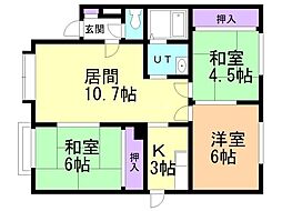 パレーシャル百合ヶ原A 3LDKの間取図画像