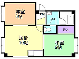信和マンション 2LDKの間取図画像