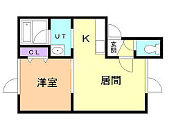 ヴィラージュ空港通り 1LDKの間取図画像
