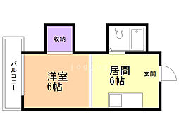 ハイツ19 1DKの間取図画像