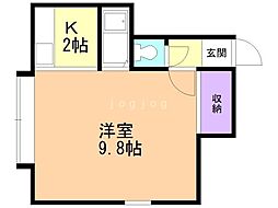 パシャ18 1Kの間取図画像