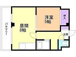 21タイガーズマンション 1LDKの間取図画像