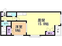ハートランド光星 1LDKの間取図画像