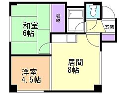 サンハイツ 2LDKの間取図画像