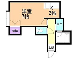 グランヒル北12条 1Kの間取図画像