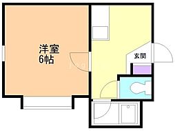 アップルハウス北22条3 ワンルームの間取図画像