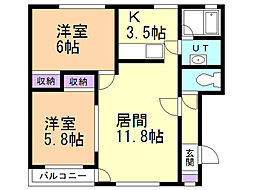 アヴェニーレ 2LDKの間取図画像