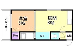 オプス北19条 1LDKの間取図画像