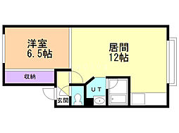 シエンツイム北光 1LDKの間取図画像