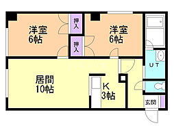 エルムハイツ 2LDKの間取図画像