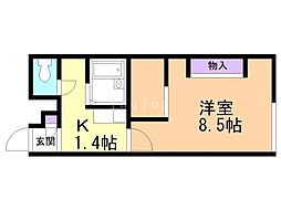 レオパレスプレミール 1Kの間取図画像