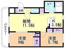 ノースコート23 2LDKの間取図画像