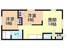 ロイヤル24 2LDKの間取図画像
