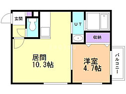 グランディール元町 1LDKの間取図画像