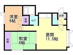 ロイハイム 2LDKの間取図画像
