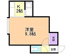 パシャ18 1Kの間取図画像