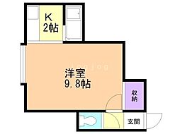 パシャ18 1Kの間取図画像