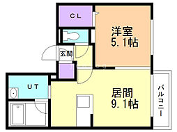 ストークト東区役所前 1LDKの間取図画像
