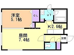 レモネードN31 1LDKの間取図画像