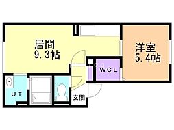 ドリームN27 1LDKの間取図画像