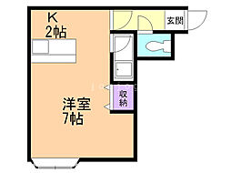 グランドール北27-B 1Kの間取図画像