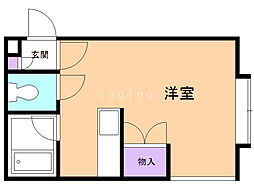 ホワイトテムN20 ワンルームの間取図画像