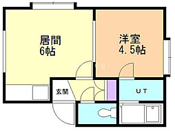 ピースハイツ38-2 1DKの間取図画像