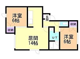 リブウエル 2LDKの間取図画像