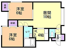 アプローズ2番館 2LDKの間取図画像
