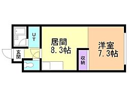 プレジデント43 1DKの間取図画像
