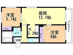ウエストコースト東麻生 2LDKの間取図画像