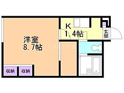 レオパレスエムス 1Kの間取図画像