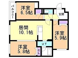 メニーズコート北園プレミア 3LDKの間取図画像