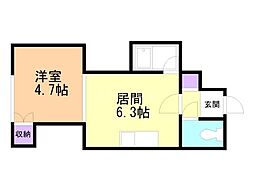 レジデンス東豊 1DKの間取図画像