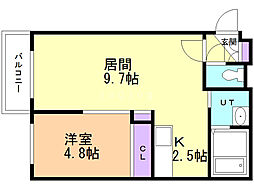 キングハウス環状通東 1LDKの間取図画像