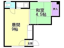 恵マンション 1LDKの間取図画像