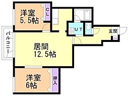 フォレックス伏古 2LDKの間取図画像