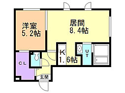 コートヴィラ札幌 1LDKの間取図画像
