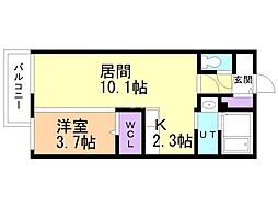 プレジールN40 1LDKの間取図画像