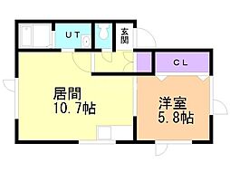 ポプラハイツ 1LDKの間取図画像