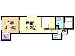 北悠館 1LDKの間取図画像