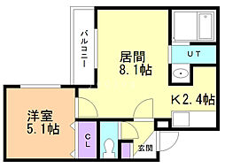LaCausaN22 1LDKの間取図画像