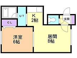 フレグランス 1LDKの間取図画像